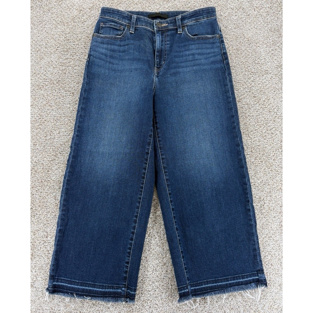 Uniqlo High Rise Wide Straight Crop Jeans Womens 25 Blue Japaneseโ Kaihara Denim